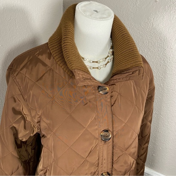 Vintage Talbots Bomber Jacket Brown Quilted Size Large - Picture 2 of 11